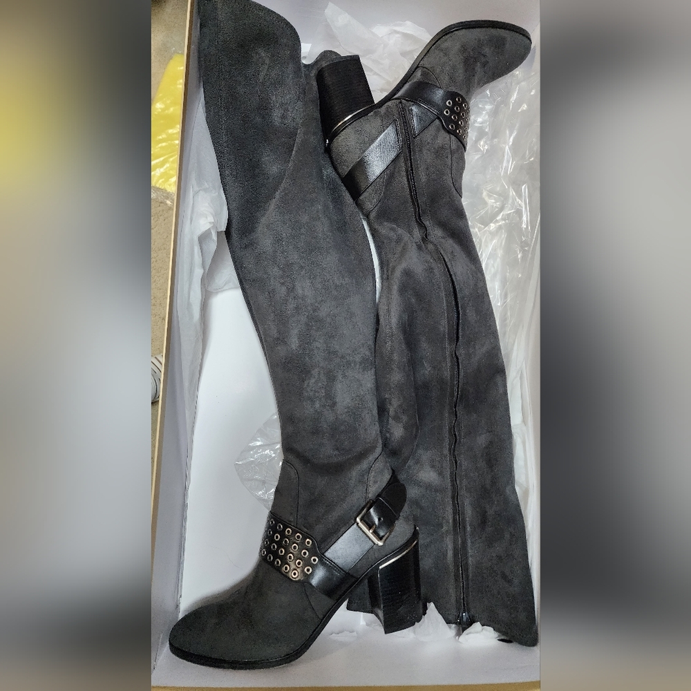 Michael Kors MK Charcoal Brody Over-The-Knee Tall Boots Shoes Heels Pumps size 8